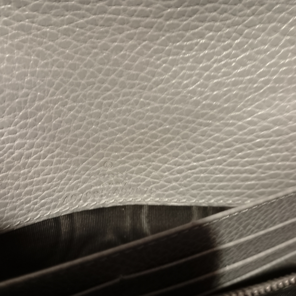 Gucci Light Gray Leather GG Marmont chain wallet - Picture 3 of 16